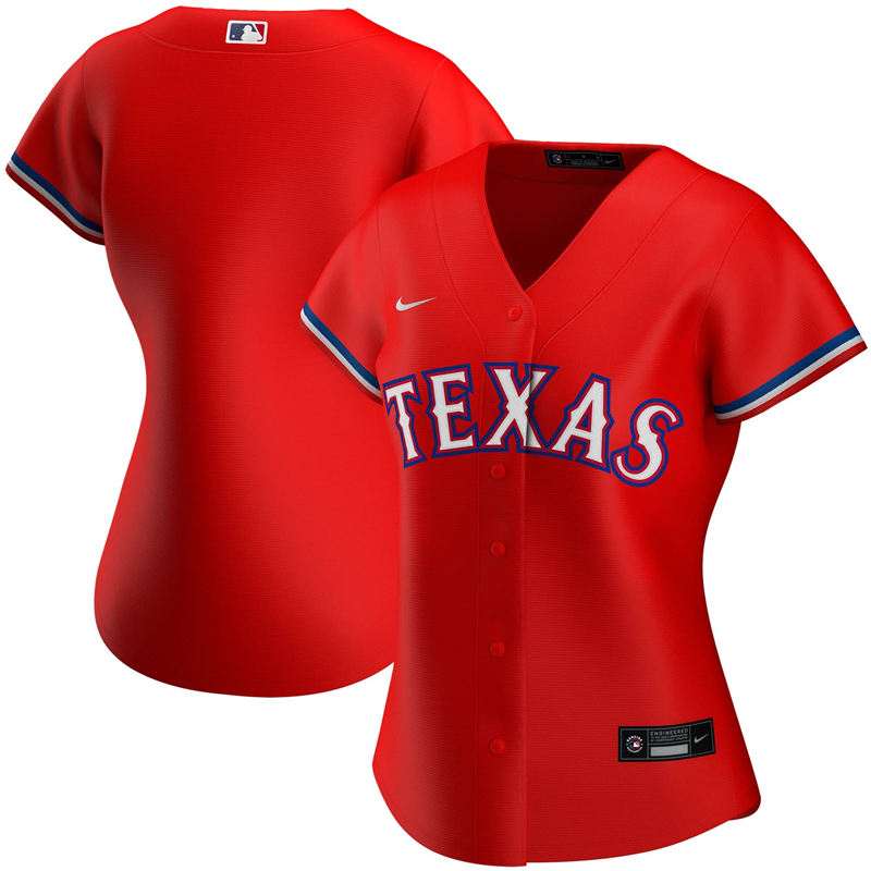 MLB Women Texas Rangers Nike Red Alternate 2020 Replica Team Jersey